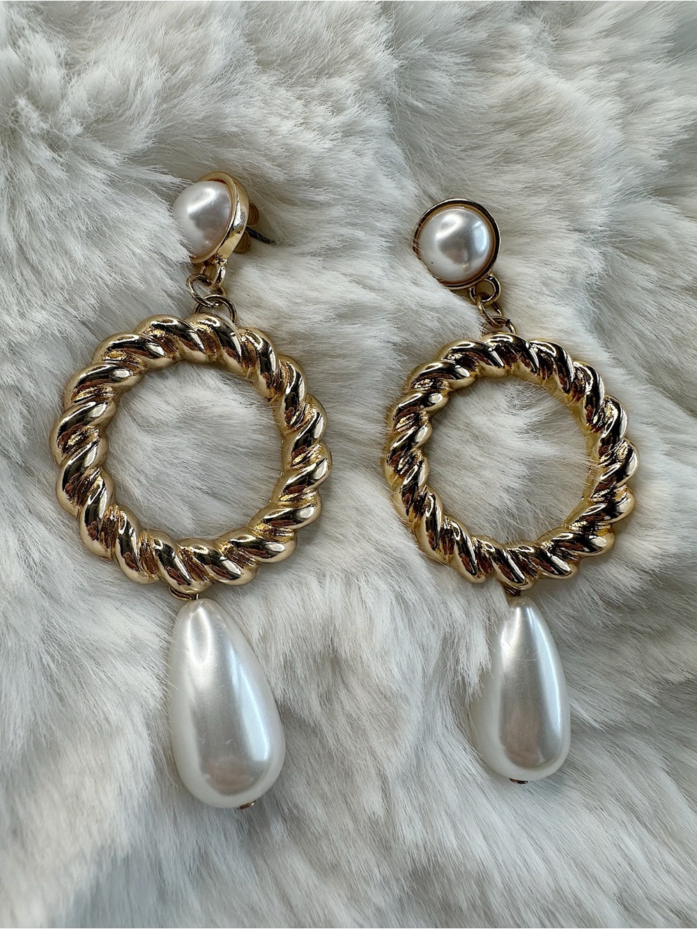 Ettika 3" Gold Drop Pearl Earrings $40
